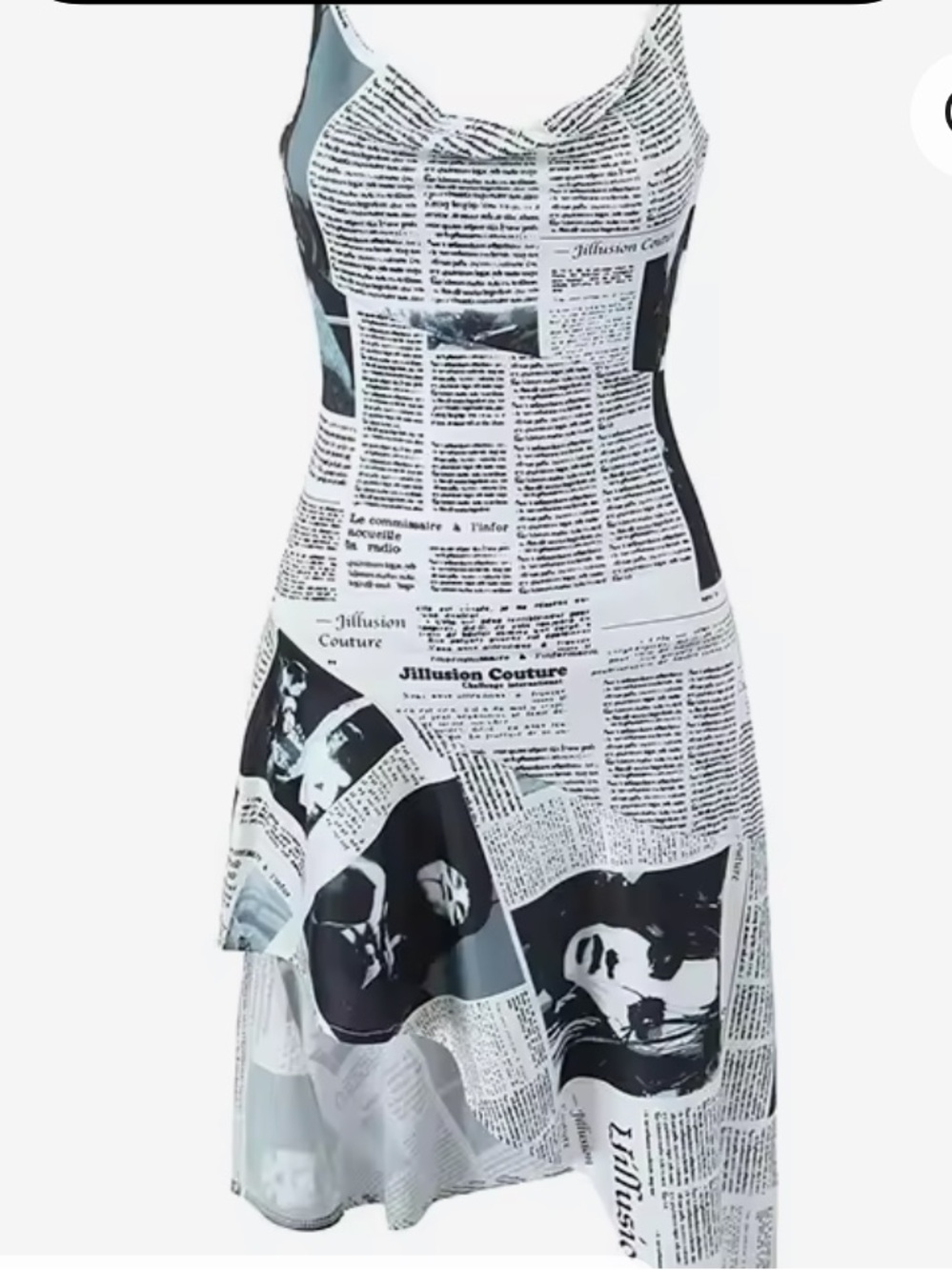 🔥  🗞️ News Print Slip Dress with Gold Hardware